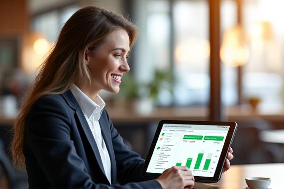Relaxed person managing logistics on a tablet